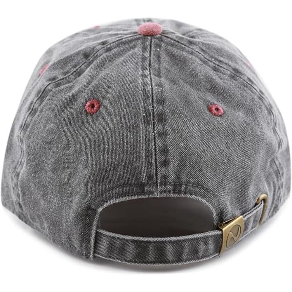 Unisex Black & Burgundy 100% Cotton Pigment Adjustable Baseball Six Panel Cap - Picture 3 of 3